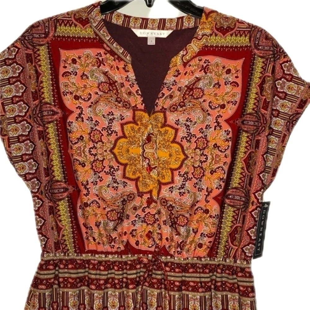 DownEast Marrekech dress Paisley silky small Indy Boho viscose blend